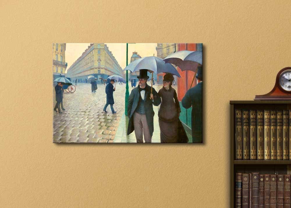 Wall26 Framed Canvas Print Wall Art Rainy Day By Gustave Caillebotte Nature Wilderness Illustrations Fine Art Traditional Rustic