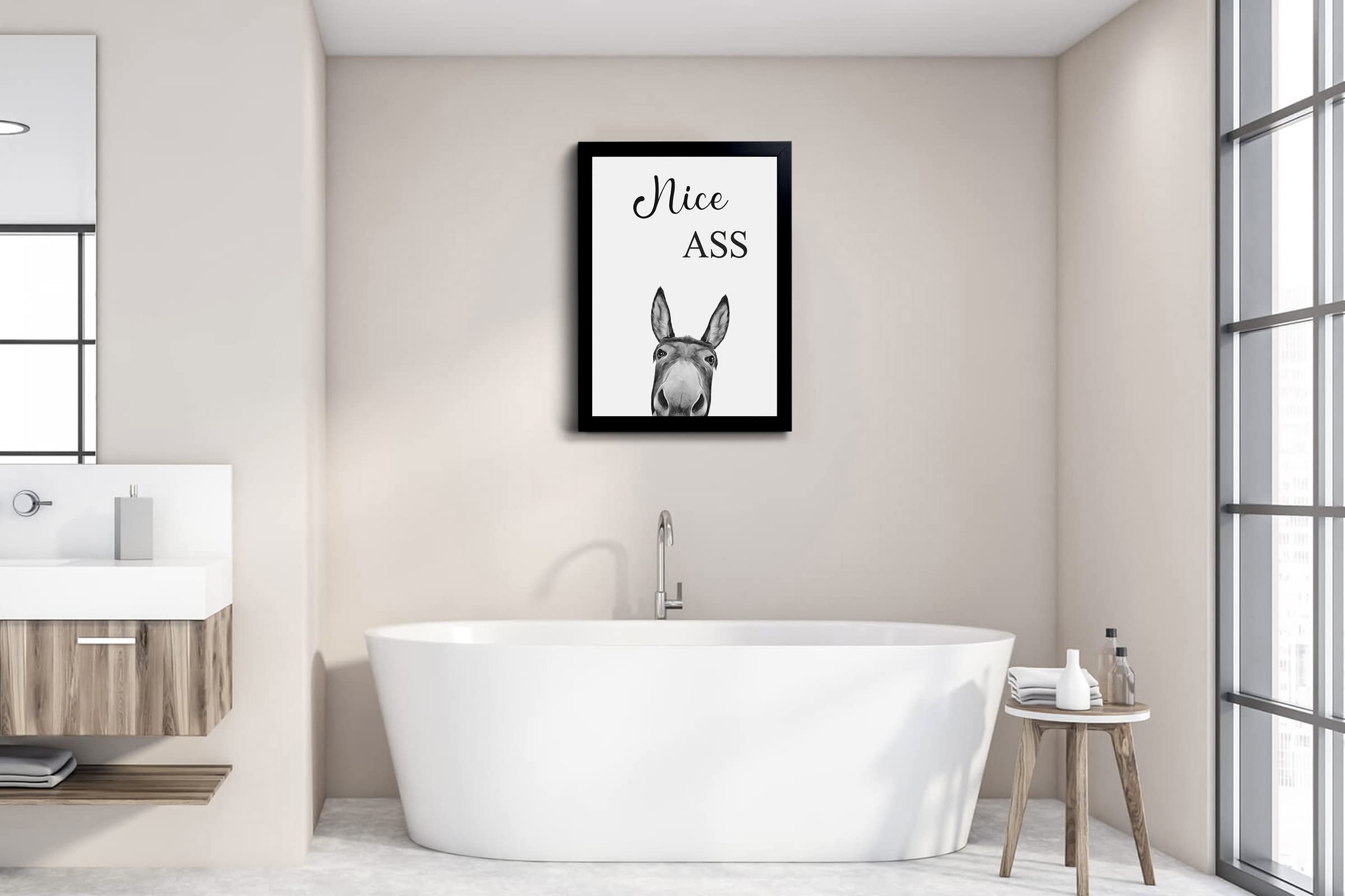 Donkey Animal Prints Toilet Room Decor,Nice Ass Quotes Bathroom Sign, Funny Bathroom Decor Bathroom Signs, Funny Bathroom Wall A