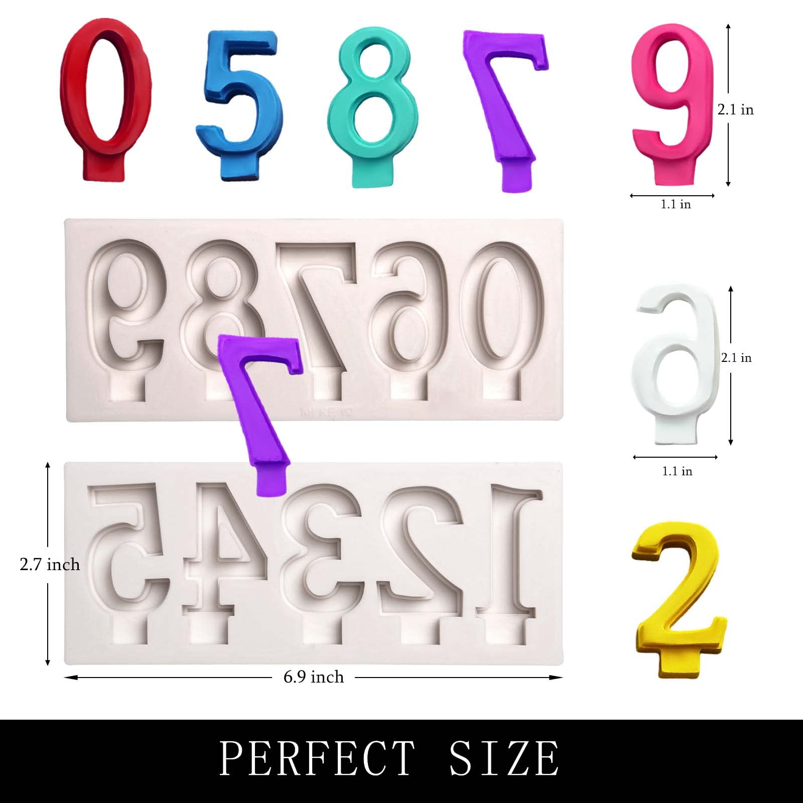 Number Chocolate Silicone Molds, 2 Packs Number 0-9 Fondant Molds For Baking Birthday Cake Decoration, Graduation Cupcake Topper