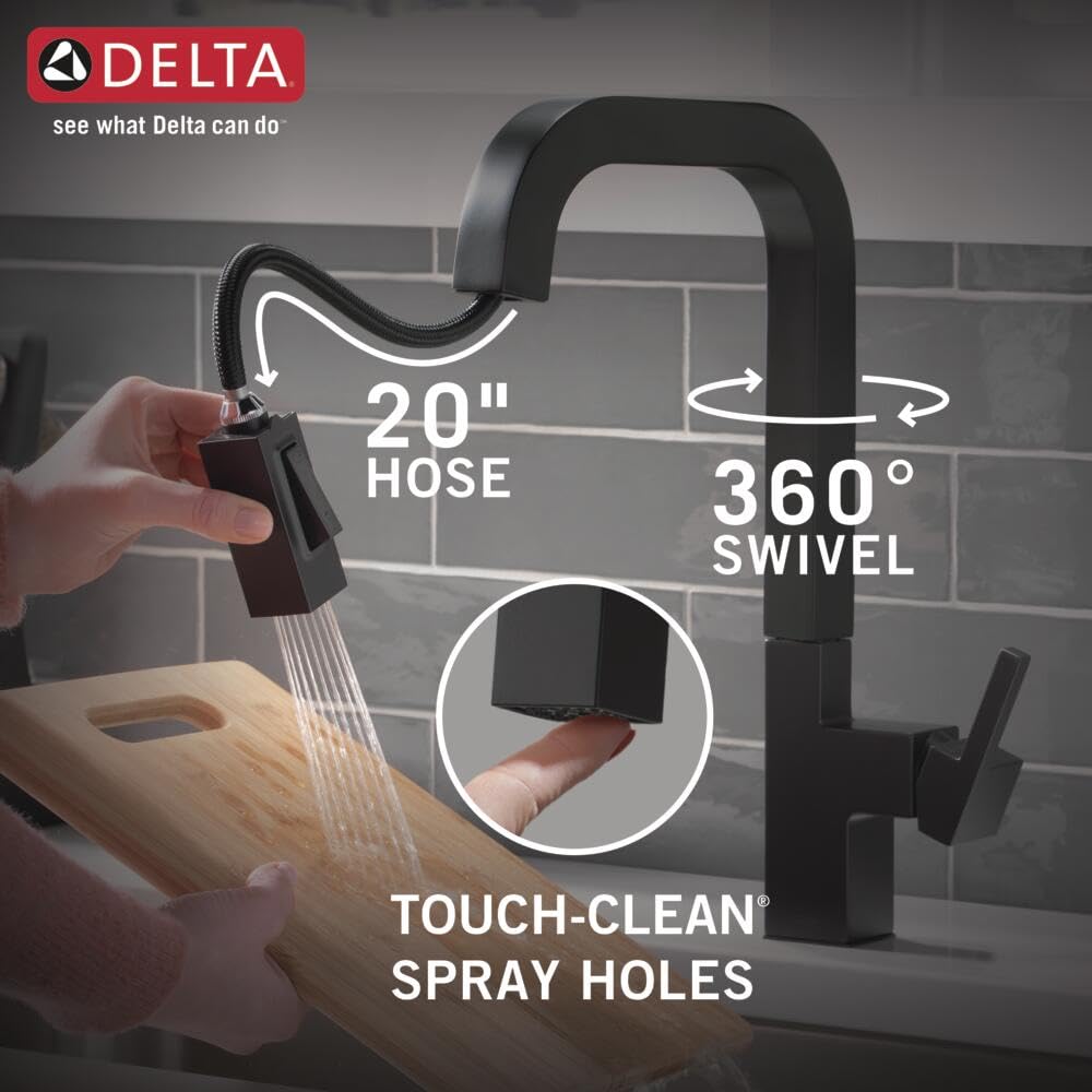 Delta Faucet Junction Matte Black Kitchen Faucet Black, Kitchen Faucets With Pull Down Sprayer, Kitchen Sink Faucet, Faucet For