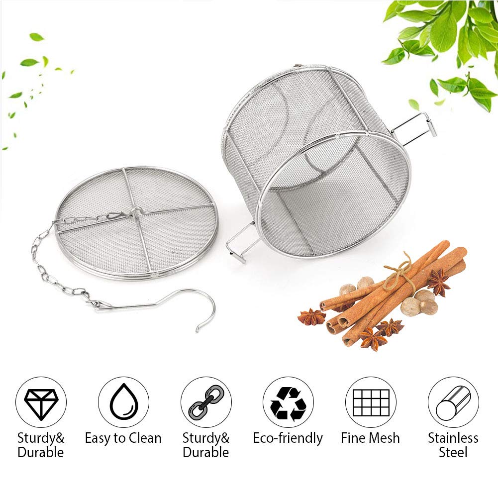 Stainless Steel Spice Seasoning Strainer Tea Ball Strainer Soup Seasonings Seperation Basket Spice Filter Kitchen Tools 5.52 X 3