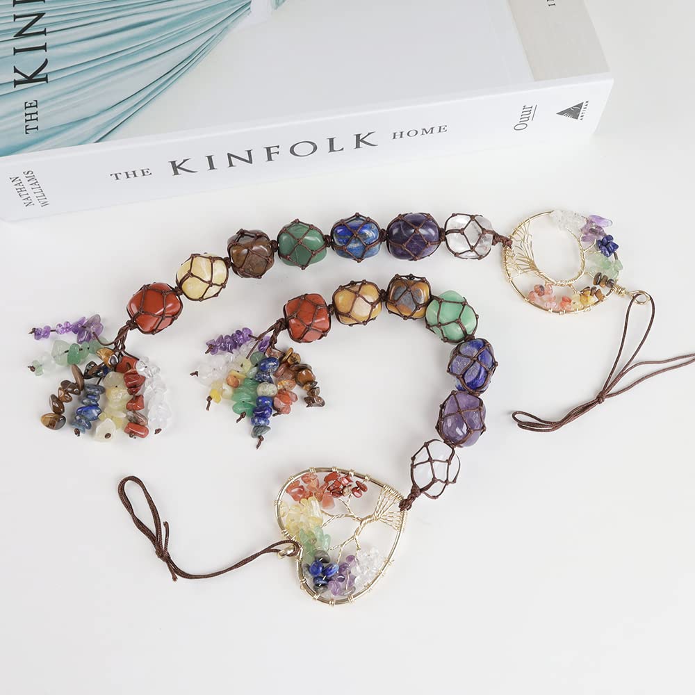 Anjiucc 7 Chakra Stone Healing Crystal Tree of Life Wall Hanging Home Interior Decoration