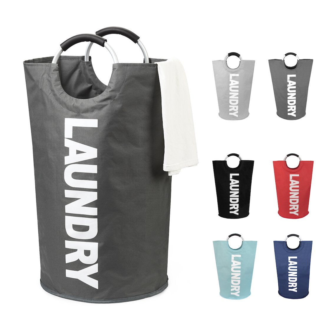 Dokehom 125L X-Large Collapsible Washing Laundry Basket Bag (7 Colors) For Bedroom, Fabric (Dark Grey, Xl)