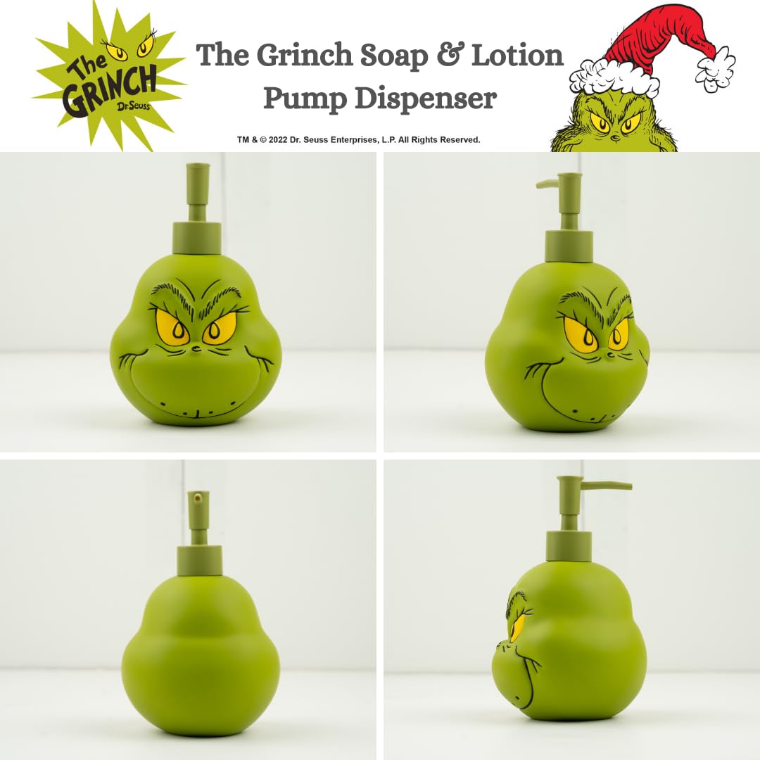Collectibles Dr. Seuss' The Grinch Holiday Christmas Soap/Lotion/Hand Sanitizer Resin Pump Dispenser, 18.28 Ounces, (Officially