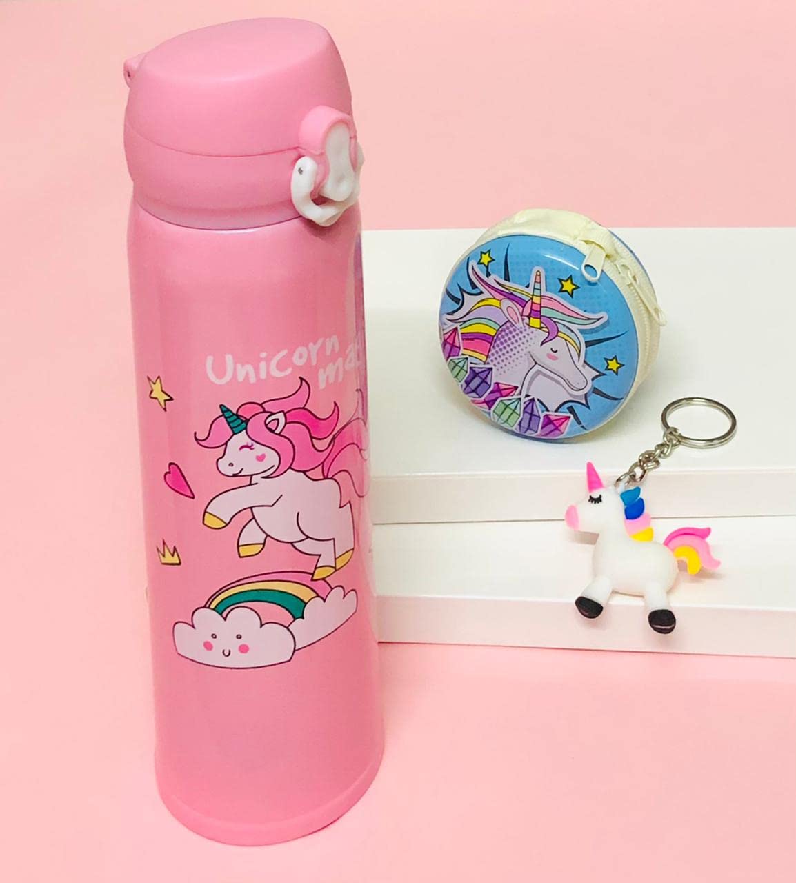Le Delite Unicorn Steel Water Bottle For Kids/Gym Sipper/Cartoon Stainless Steel Thermos Cute Water Bottle Insulated Flask/Steel
