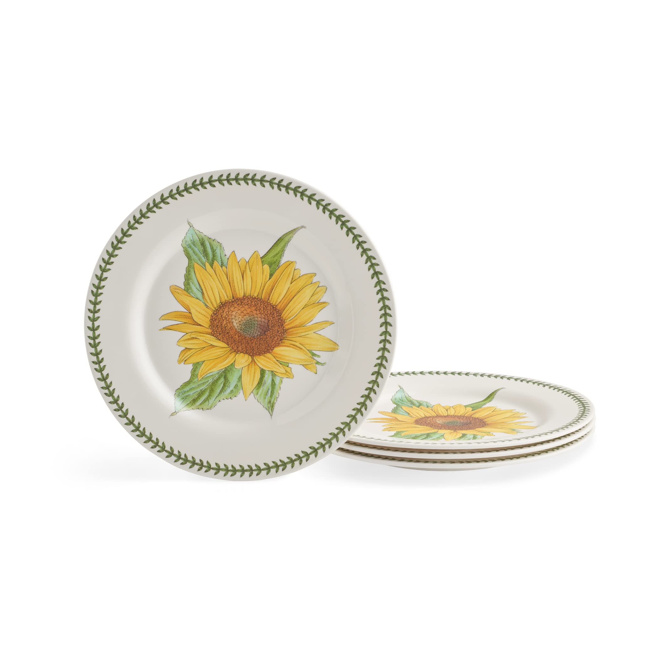 Portmeirion Botanic Garden 11 Dinner Plate  Set of 4 | Sunflower Motif | Melamine | BPA Free | Dishwasher Safe | Ideal for Sal