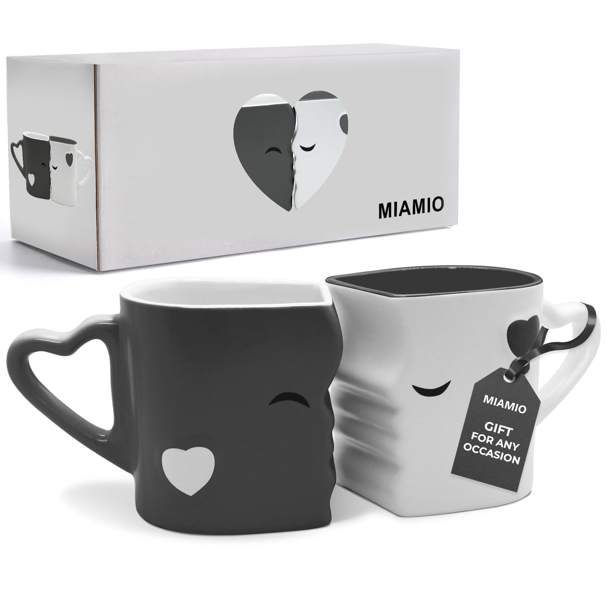 Miamio - Coffee Mugs/Kissing Mugs Bridal Pair Gift Set For Weddings/Birthday/Anniversary With Gift Box (Gray)