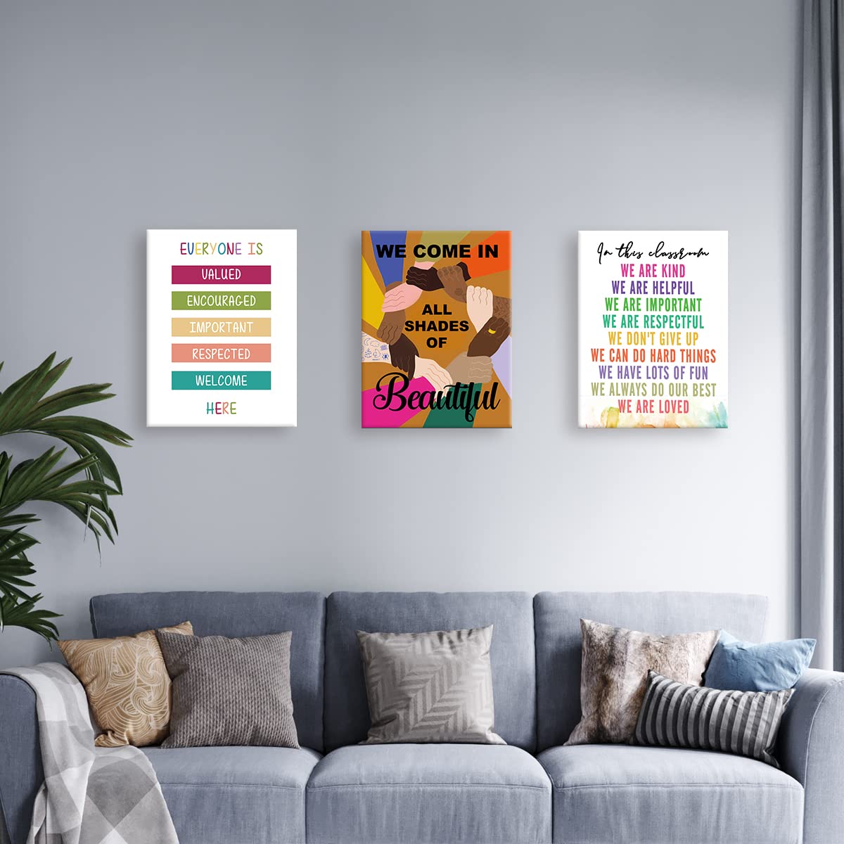 Listngbo We Come In Shape Of Beautiful Canvas Frame Wall Art,Diversity Equality Motivational Quote Canvas Print Ready To Hang Fo