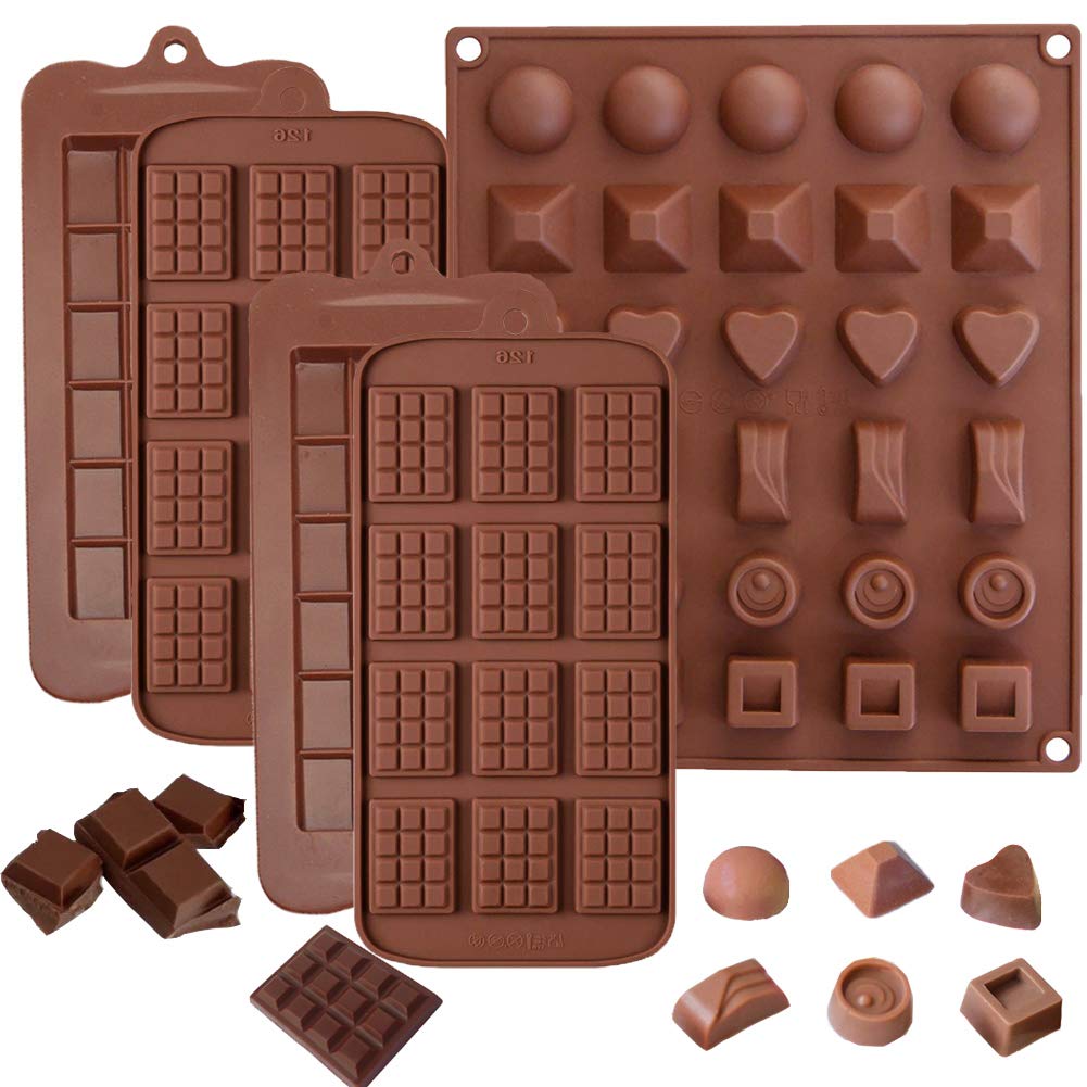 5 Pack Chocolate Bar Molds,Ausplua Silicone Chocolate Mold Candy Jelly Cake Baking Mould,Break-Apart Chocolate, Food Grade Non-S