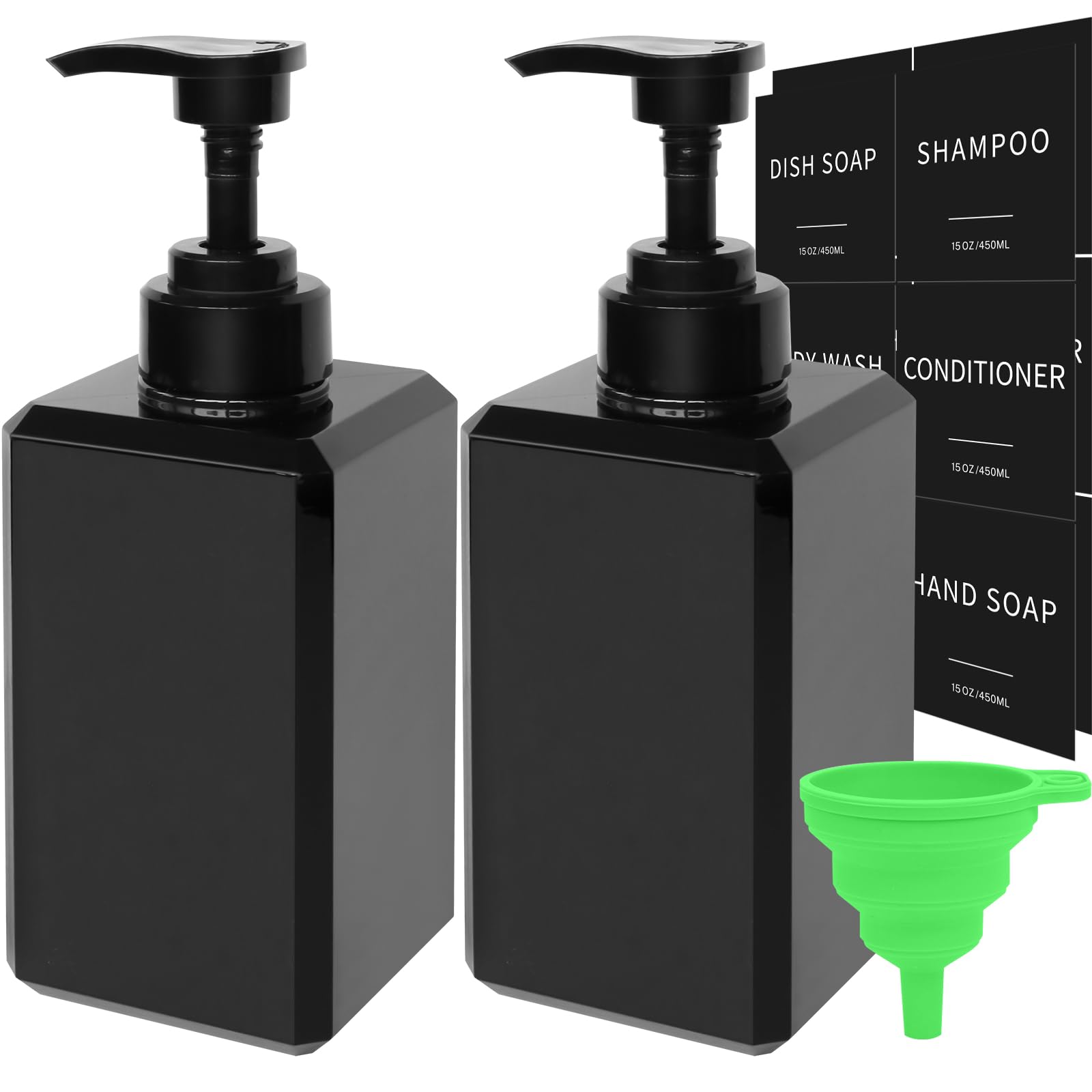 Black Soap Dispenser With Waterproof Labels, Plastic Hand Soap Dispenser For Bathroom, Thickened Plastic Dish Soap Dispenser, Sh