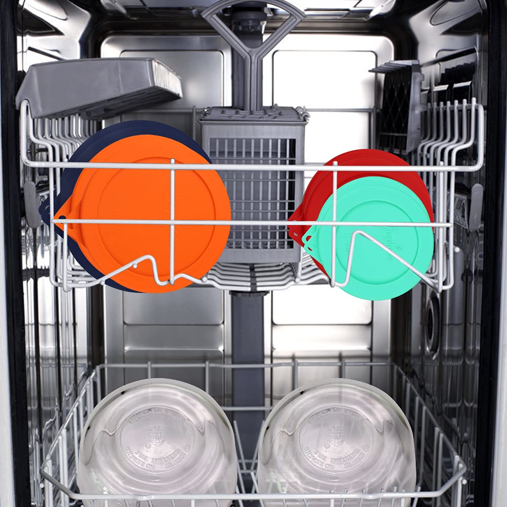 Sophico Round Silicone Storage Cover Lids Replacement For Anchor Hocking And Pyrex Glass Bowls (Container Not Included) (4 Size,