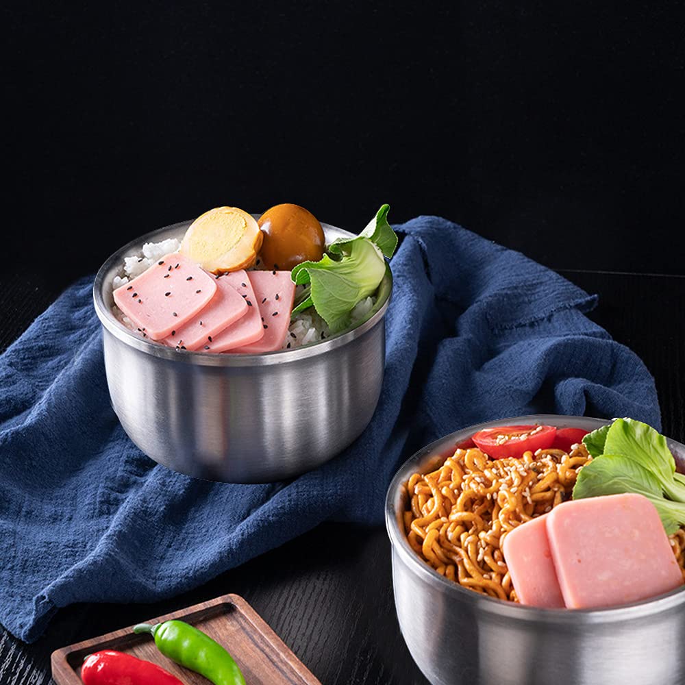 4 Pack 304 Stainless Steel Bowl Sets,10 Oz Capacity Double-Walled Insulated Metal Bowls, Lightweight Unbreakable Dinnerware In K