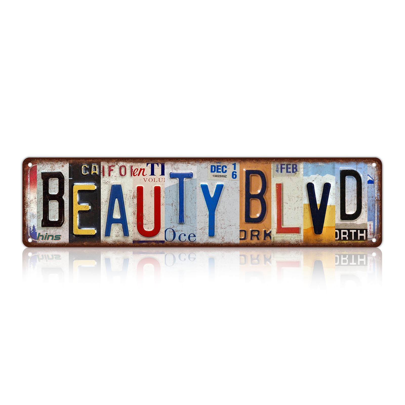 Vintage Beauty Blvd Wall Decor Street Signs Home Bar Coffee Metal Tin Signs 16 x 4 Inches