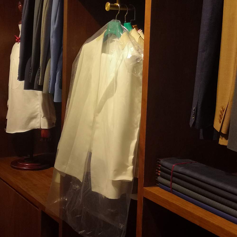 Rintati 50 Pack 35.4Inch Plastic Clear Dry Cleaning Hanging Lightweight Garment Clothes Cover Protector Bags For Closet Clothes