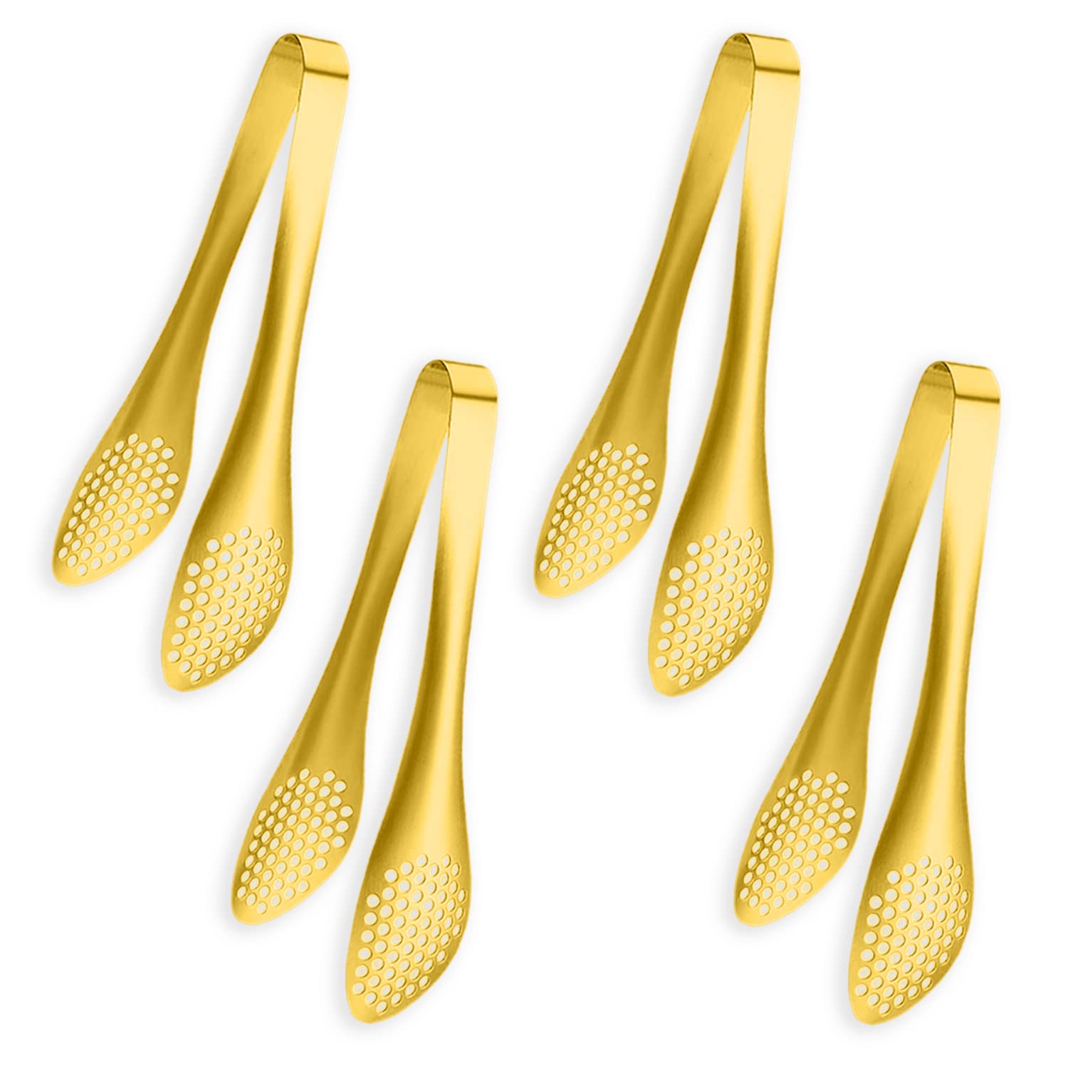 Iaxsee 4 Pcs Serving Tongs Gold Tongs 9 Inch Serving Utensils Stainless Steel Serving Tongs For Salad Buffet Appetizer Dessert T