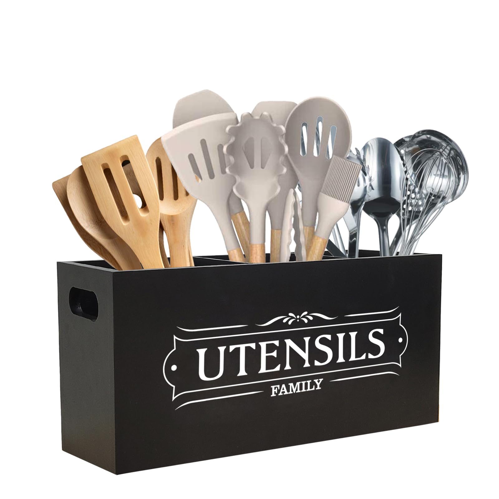 Kitchen Utensil Holder For Countertop-Cooking Utensil Holder, Utensil Holder For Party, Farmhouse Kitchen Decor, Wooden Large Ut