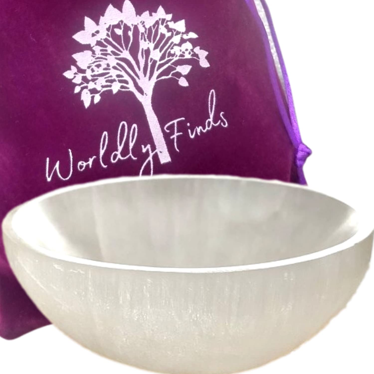 Selenite Crystal Smudge Bowl, Polished Thickly Hand-Carved, Moroccan Crystal Holder to Charge, Cleanse Crystals, Charging, Smudg