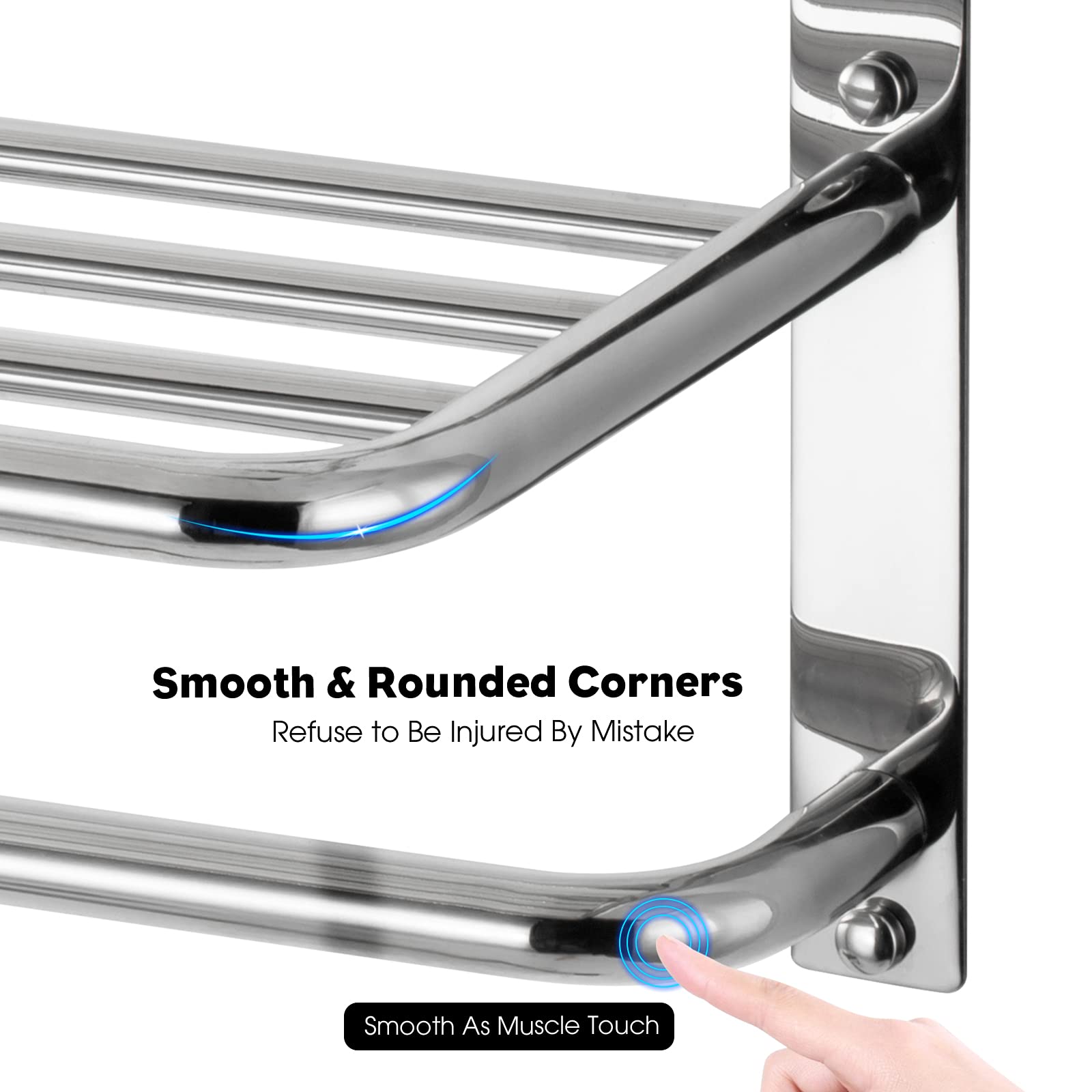 Towel Rack For Bathroom, Dewvie 24 Inch Tower Holder With Tower Bars, Sus 304 Stainless Steel Lavatory Bath Towel Shelf Towel Ha