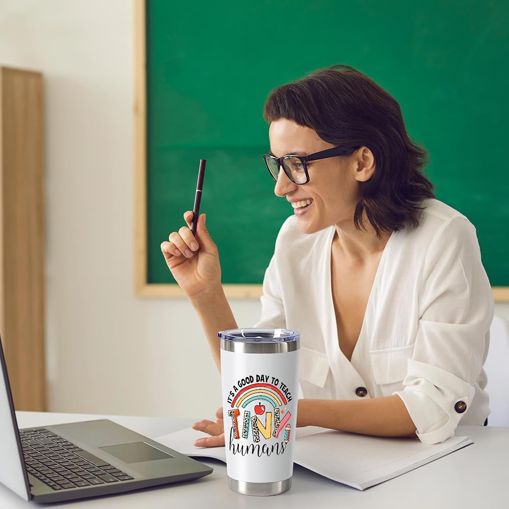 Breezy Valley Teacher'S Day Appreciation Gifts Tiny Human Coffee Tumbler - Best Teacher Gifts For End Of Year Back To School Tea