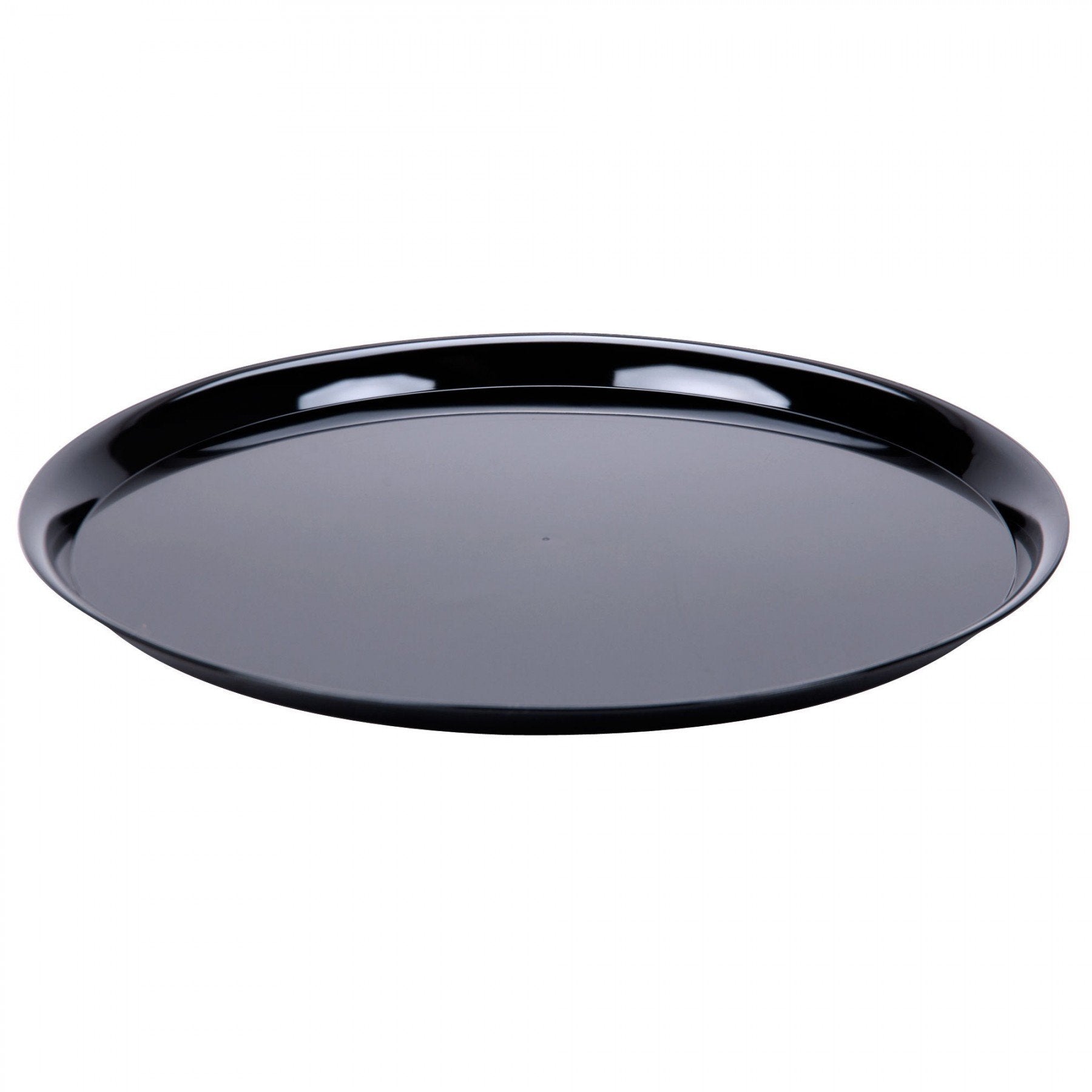 Checkmate Heavyweight Plastic Round Catering Tray With High Edge, 16-Inch Diameter, Black (25-Count)