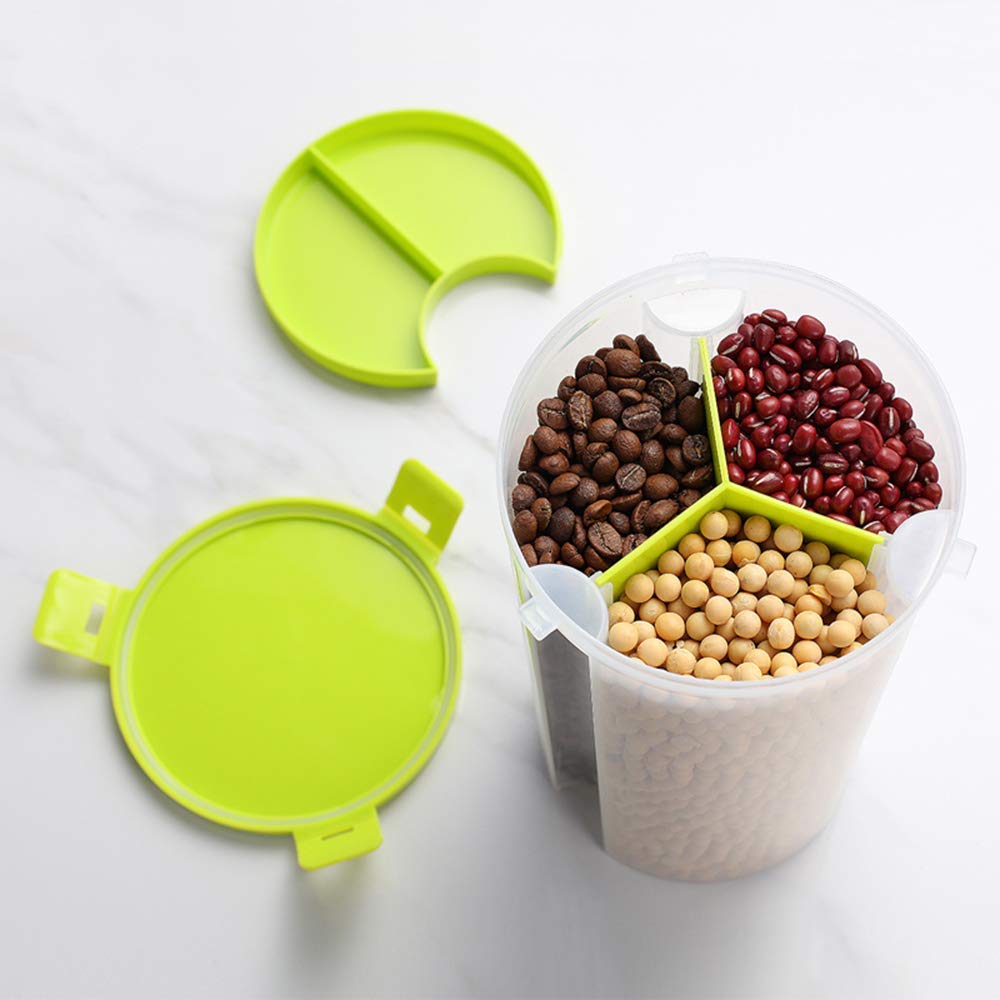 Printme Abs 3 In 1 Secure Storage Container 3 Sections Air Tight Transparent Masala, Food, Grain, Cereal Dispenser Storage Conta
