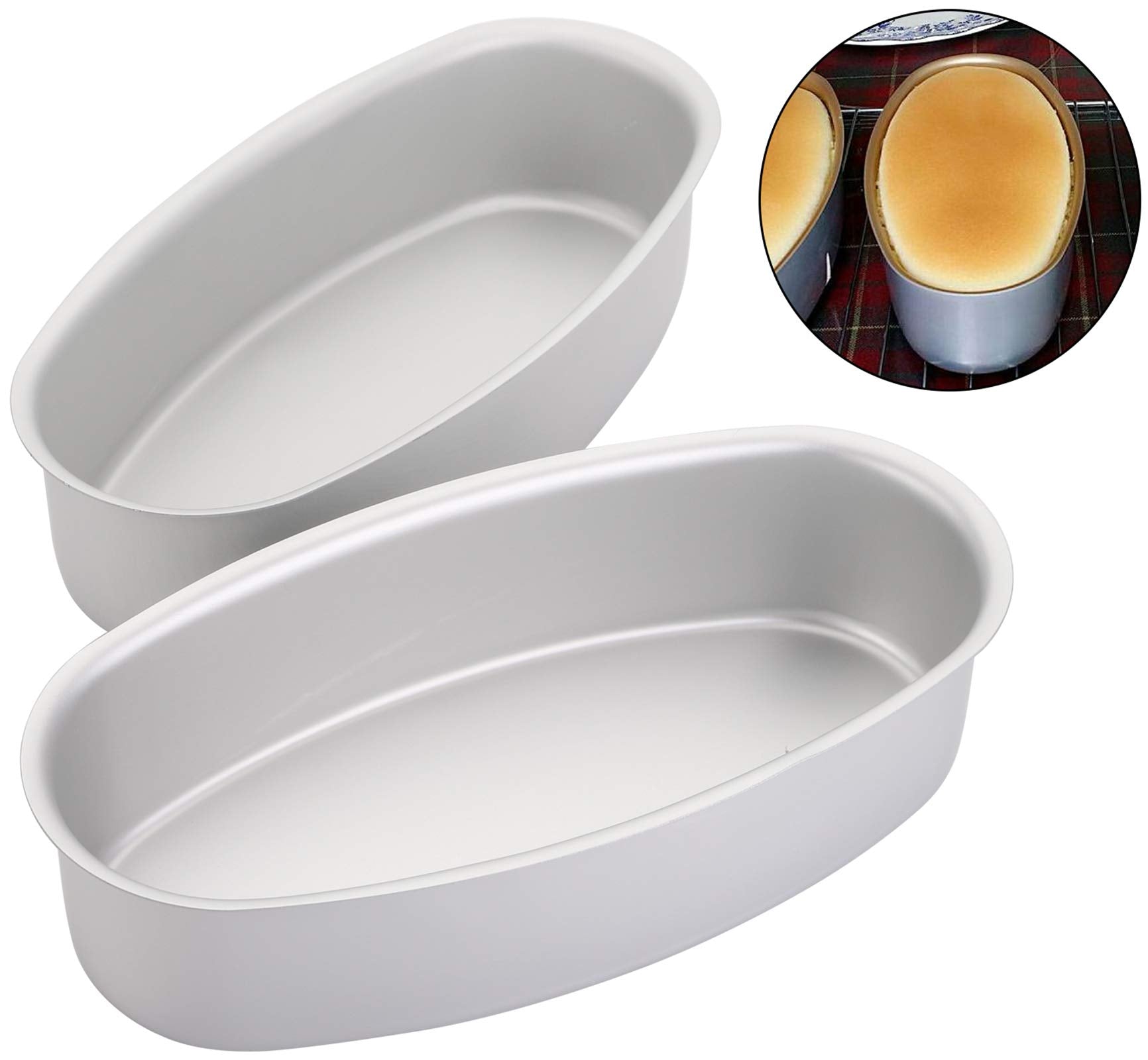 Yesland 4 Packs Oval Cheesecake Pan - 8 Inch Non-Stick Oval Cake Bread And Meat Bakeware - Aluminum Breads Loaf Pans/Cake Mold F