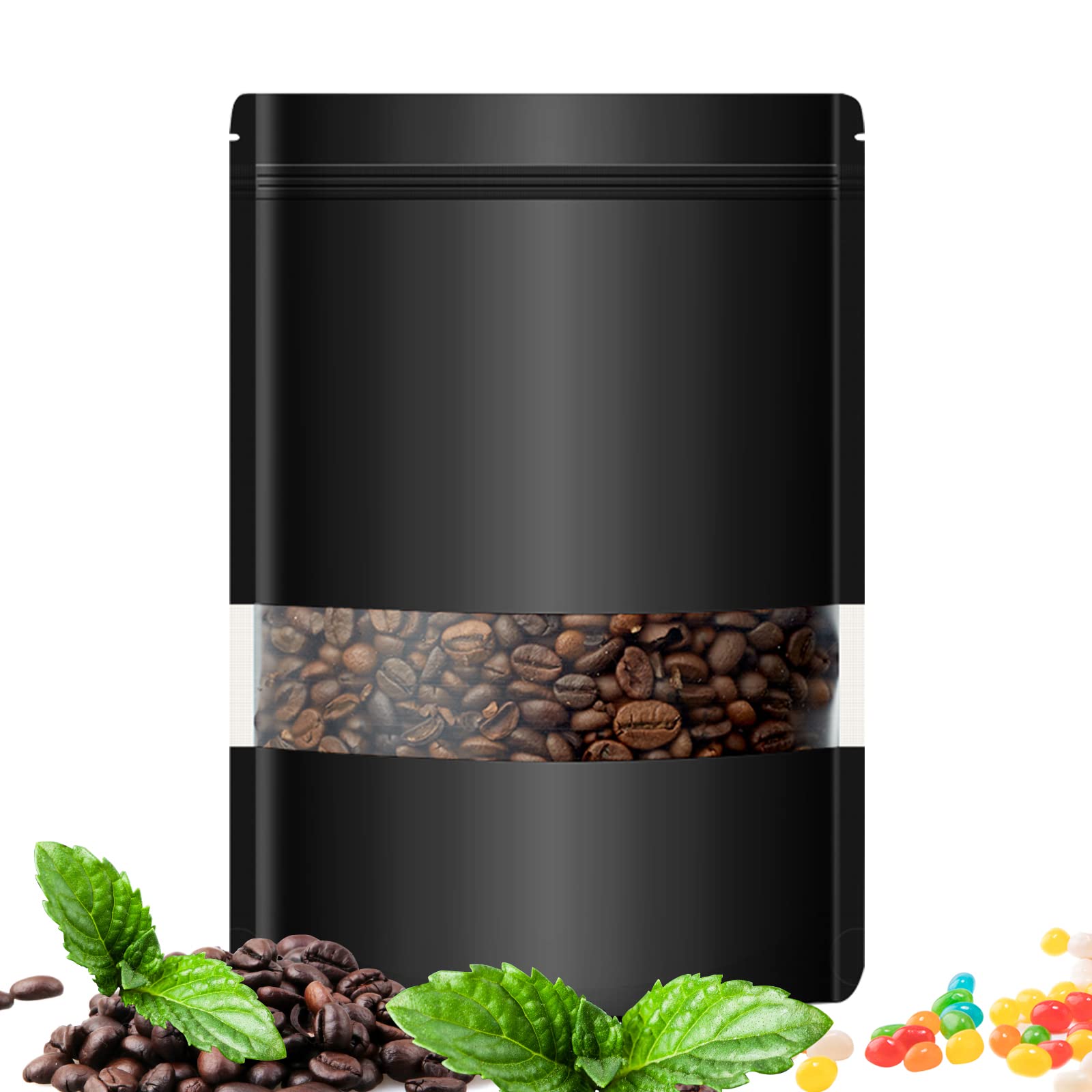 Sujude Stand-Up Smell-Proof Bags For Small Business Packaging - Candy Food Storage Bag Edible Pouch Bags With Clear Window 100 P