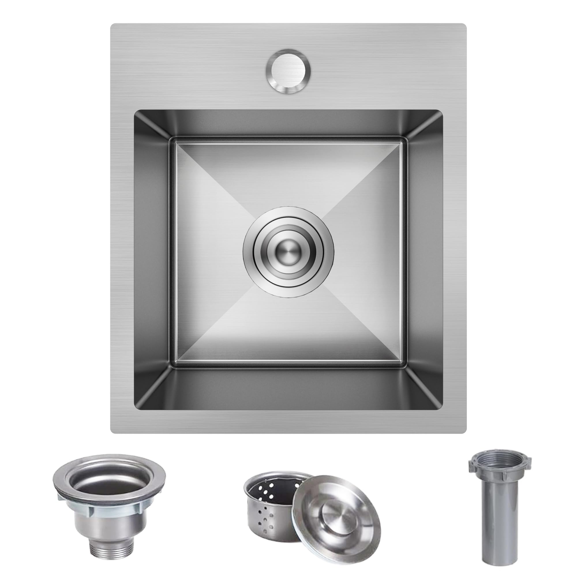 13 X 15 Inch Drop In Bar Sink, Small Kitchen Sink Single Bowl Topmount Bar Prep Sink 18 Gauge Stainless Steel Bar Sink With Bask