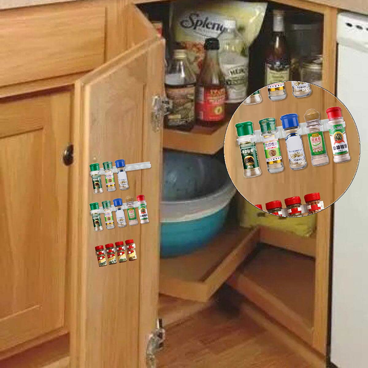 4 Pack 20-Clips Spice Gripper Clip Wall Mounted Kitchen Spice Jar Rack,Organizer Rack,Seasoning Jar Storage Holder,Bottles Clip,