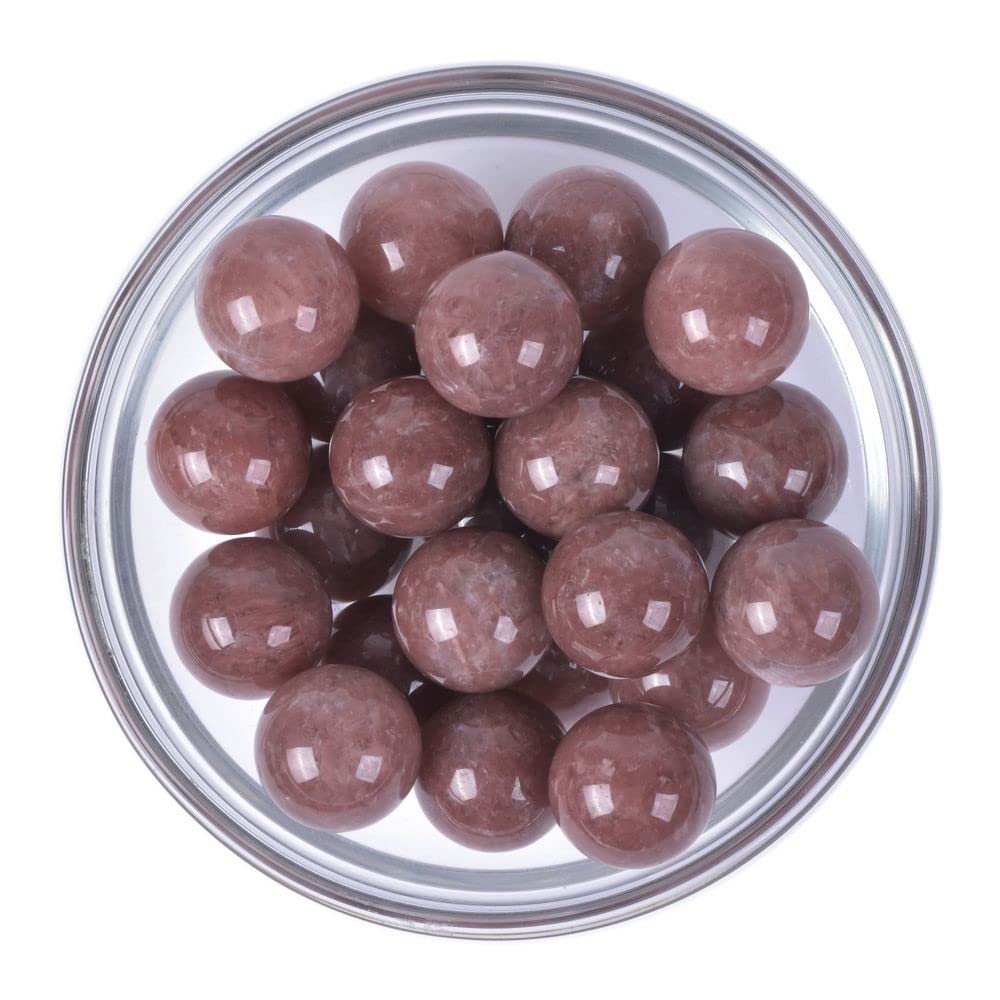 Justinstones Natural Strawberry Quartz Tumble 20mm Gemstone Healing Crystal Energy Ball Round Sphere Specimen Collection Pocket