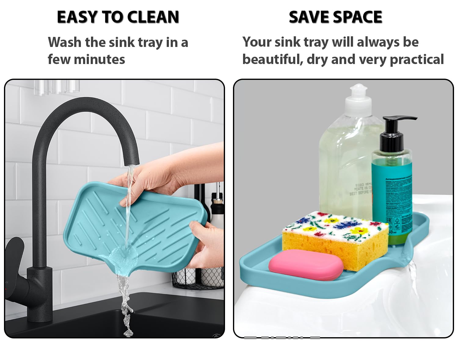 Ag Company 1 Pc Light Green Silicone Sink Tray For Dish Sponge Holder | Silicone Sponge Holder For Kitchen Sink | Soap Tray For