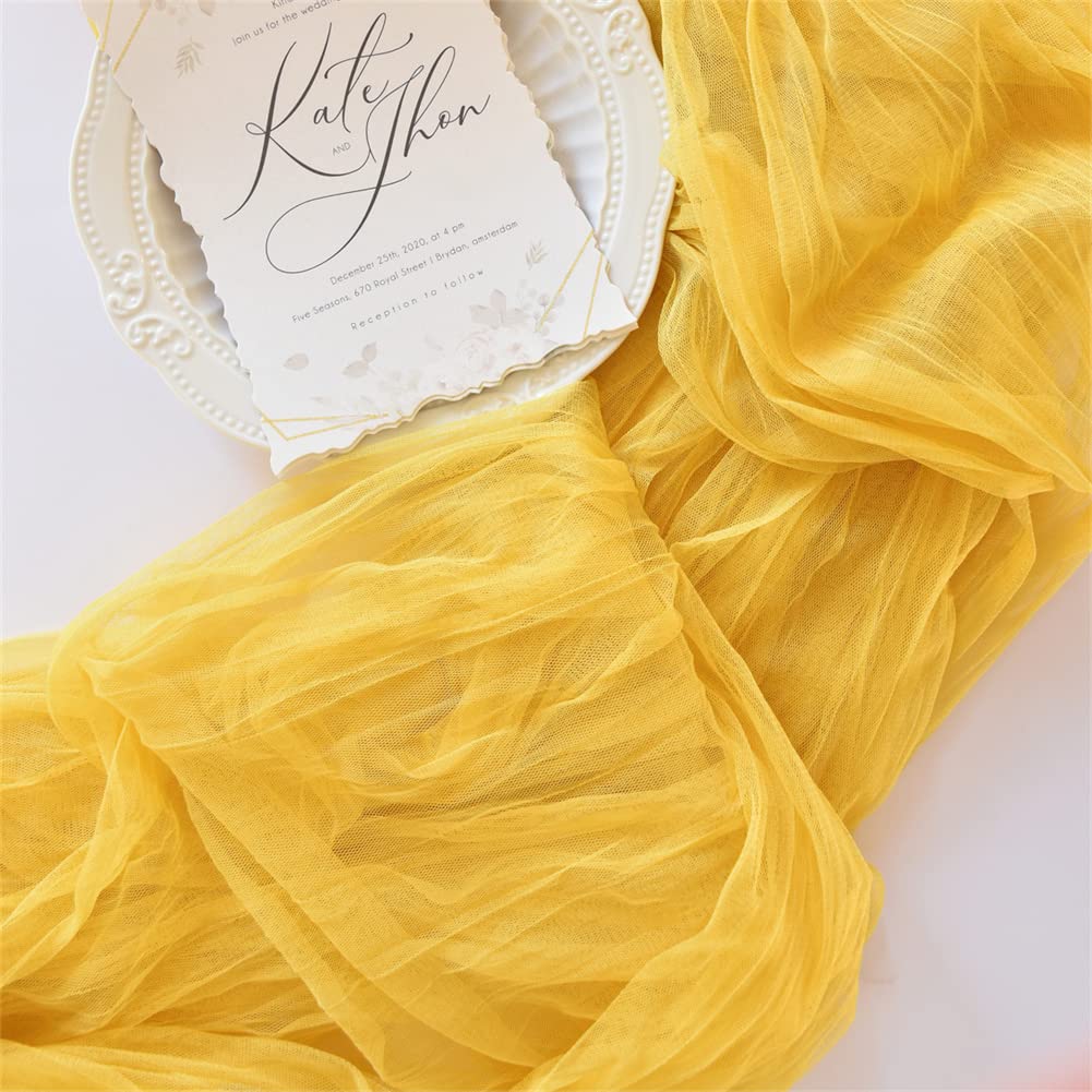 Joanlody Yellow Cheesecloth Table Runner 10Ft Rustic Gauze Cheese Cloth Table Runner Boho Easter Spring Summer Table Runner For