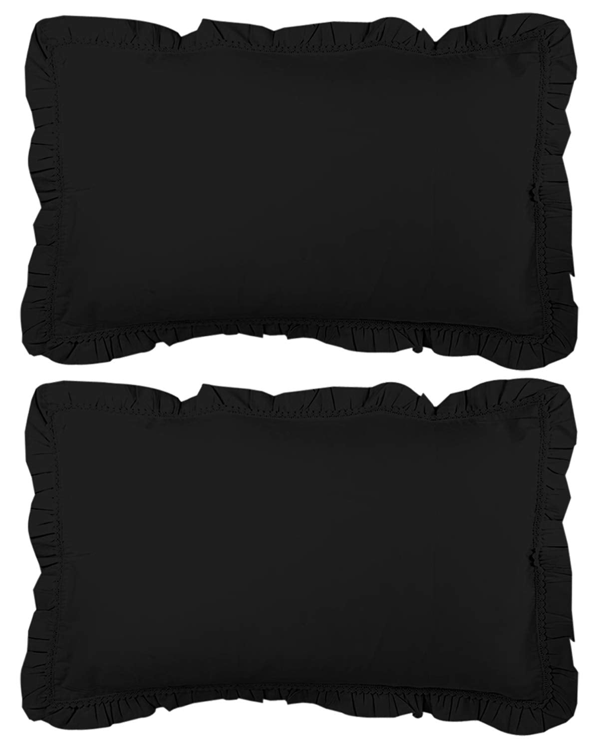 Kuber Industries 4 Pcs Cotton Pillow Cover 17X27 Inch With Side Embroidery | Soft Fabric/Ruffled Border/Envelope Closure | Bedro