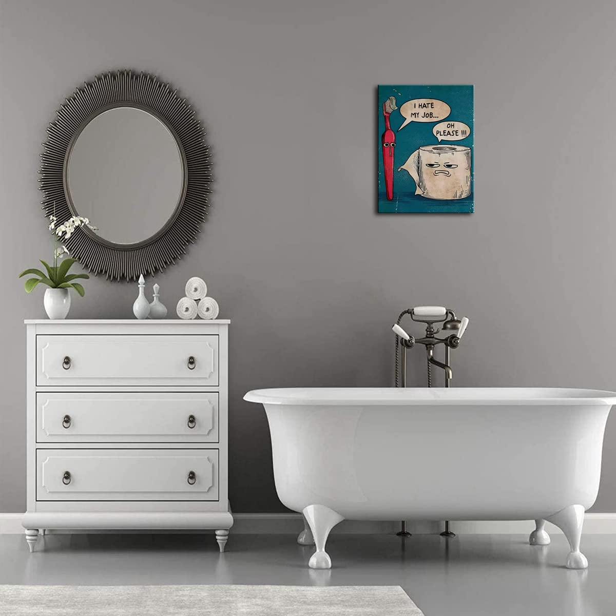 Funny Bathroom Wall Art Toilet Pictures Wall Decor I Hate My Jobs Toothbrush And Toilet Paper Humor Modern Restroom Wall Art Can