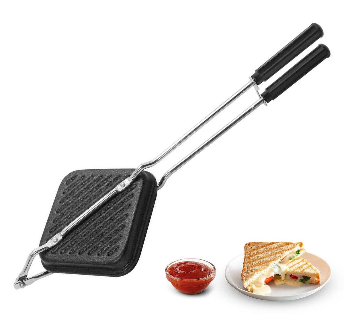 Panca Non-Stick Gas Toaster Sandwich Maker | Regular Grill Sandwich Maker - Black