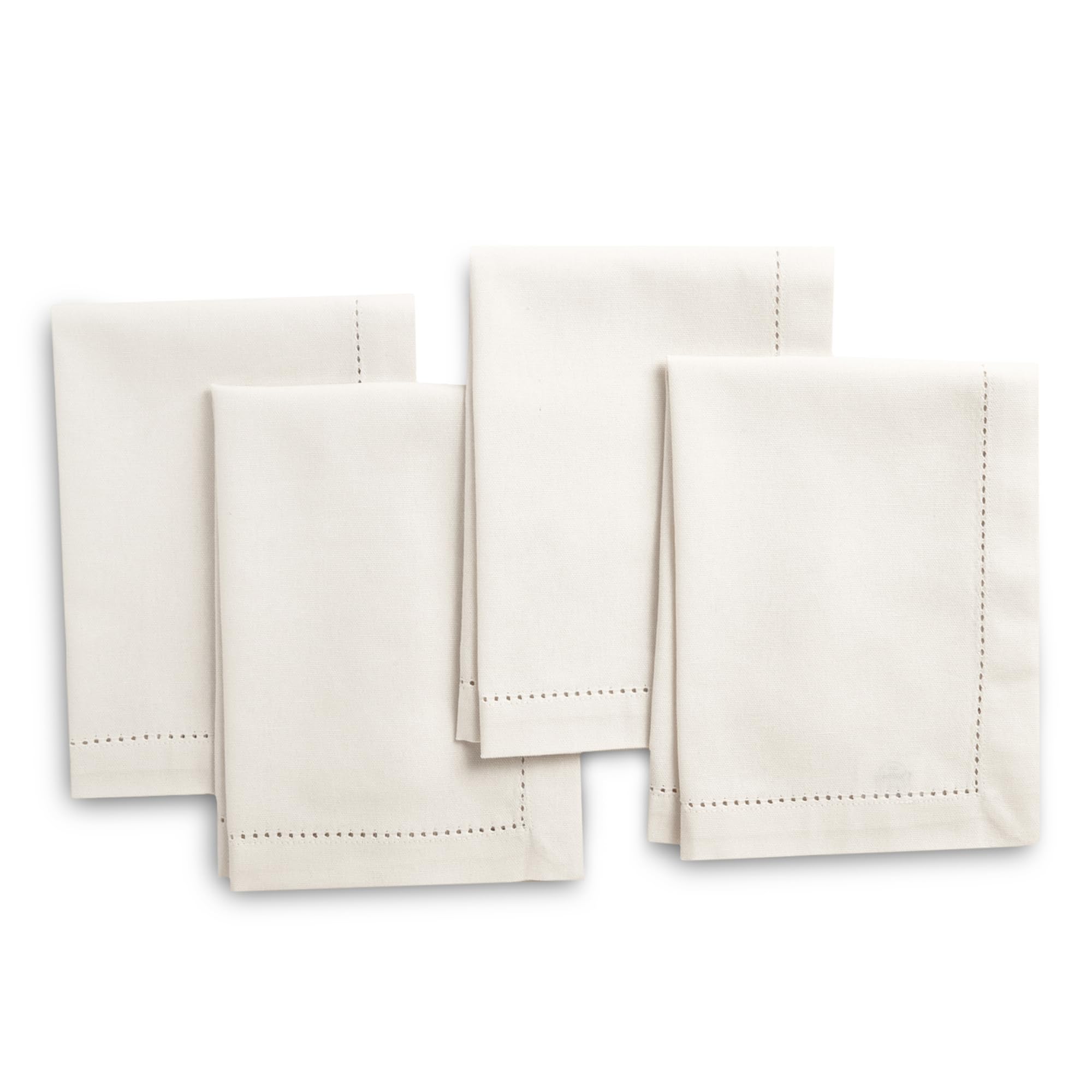 Encasa Homes 100% Cotton Hemstitched Dining Table Napkins Of Size 17 X 17 Inch (Square) - Natural - Set Of 4 | Perfect For Party