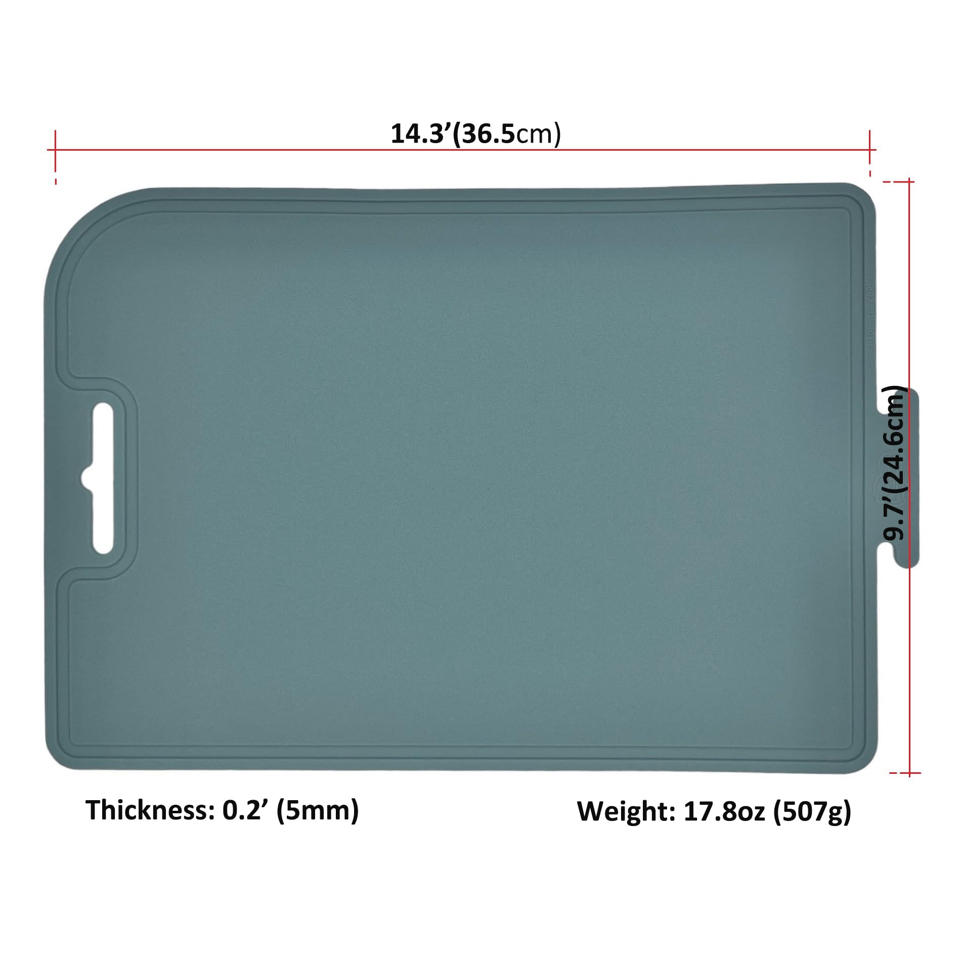 cozymomdeco Korean Made Thick Silicone Double-Sided Usable Cutting Board 14.3 x 9.7 Foldable Design Drip Groove Grip Handle Dish