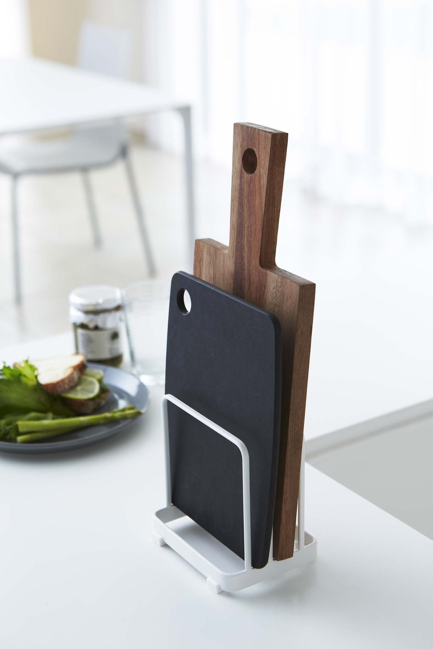 Yamazaki Home Plate Cutting Board Stand - Kitchen Storage Rack Holder Organizer