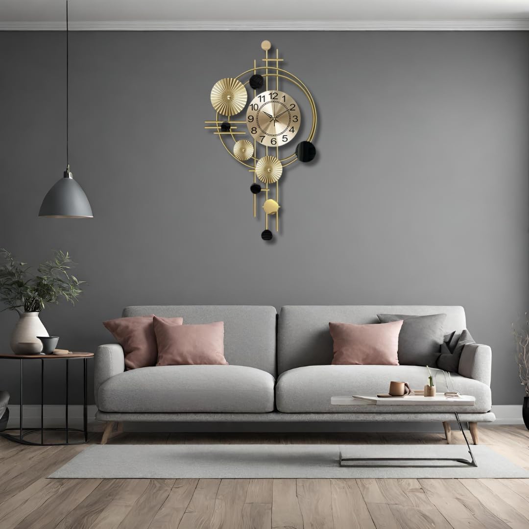 Funterest Metal Wall Hanging Floral Handmade Sweep Machine Silent Wall Clock Watch Multicolor For Bedroom/Drawing Room/Hall/Dini