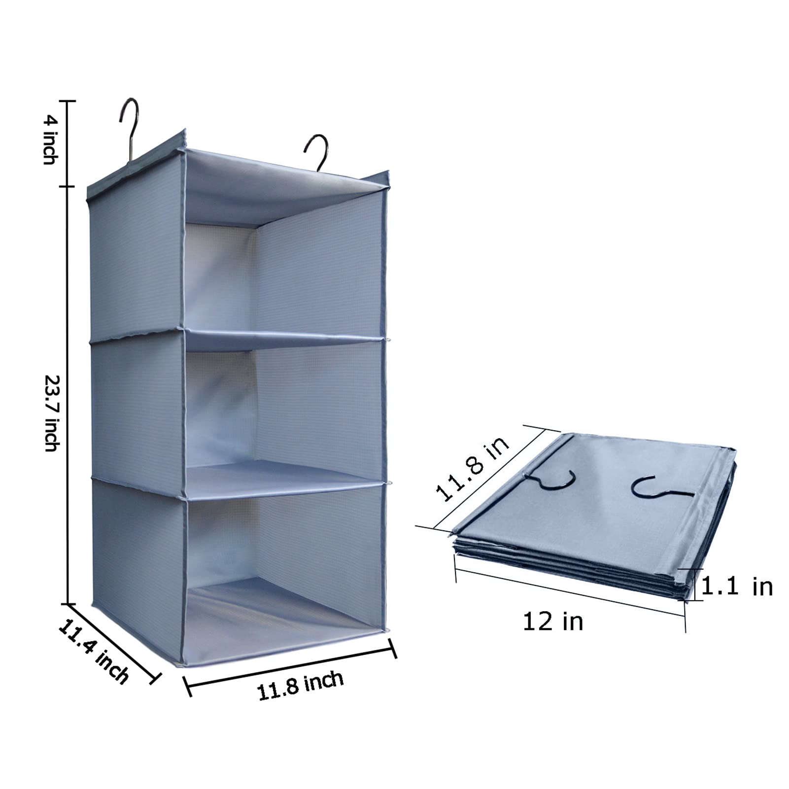 Donyeco Hanging Closet Organizer And Storage 3-Shelf, Easy Mount Foldable Hanging Closet Wardrobe Storage Shelves, Clothes Handb