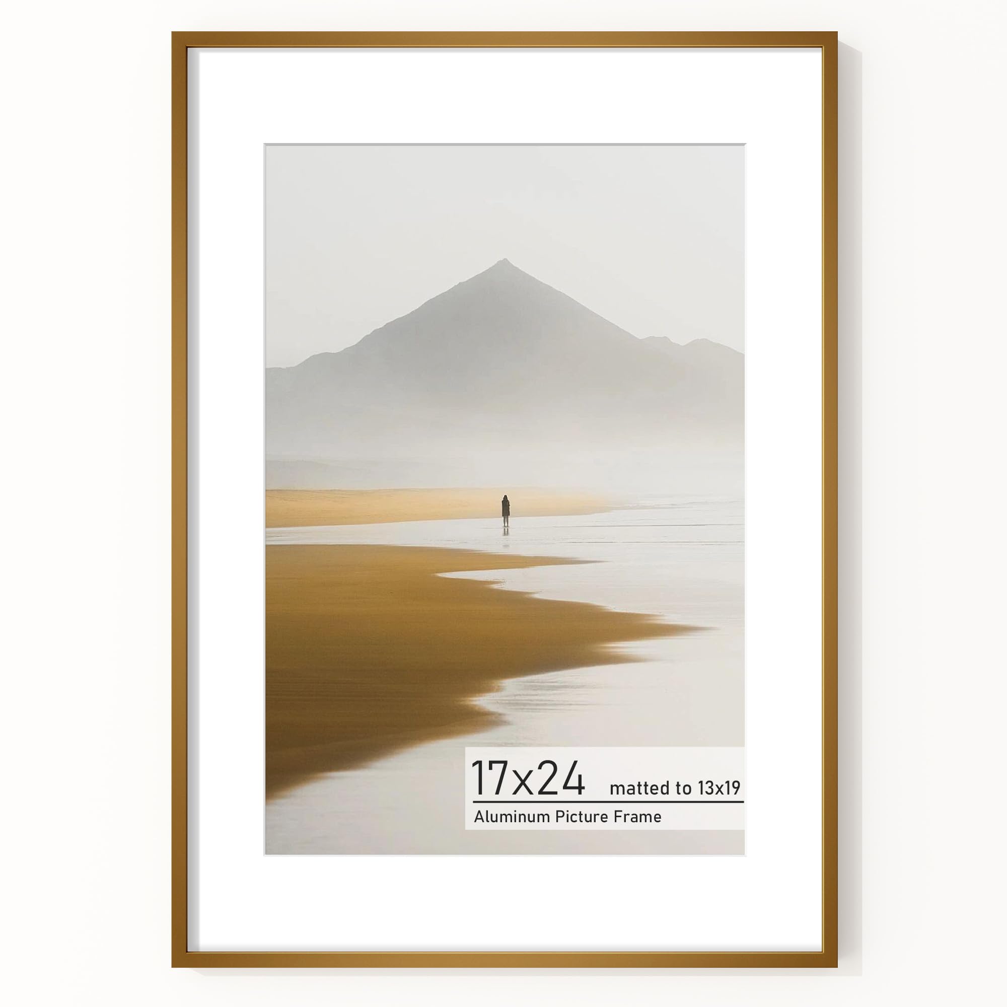 Acovy 17x24 Picture Frame, Aluminum Photo Frame Matted to 13x19, 17 x 24 Poster Frame with High Definition Tempered Glass, Metal