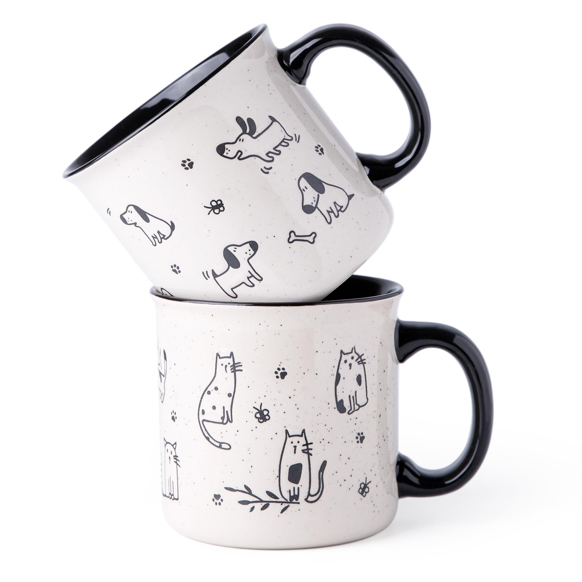AmorArc 22oz Large Coffee Mugs Set, Big Ceramic Dog&Cat Coffee Cups