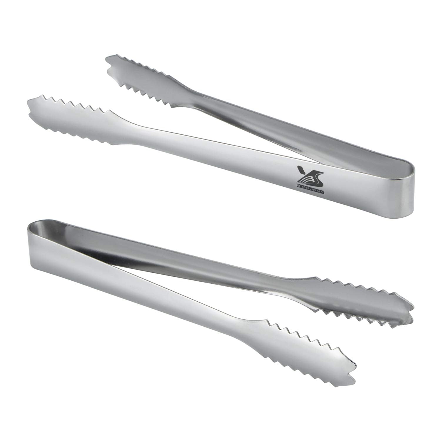Msy Bigsunny Durable Stainless Steel Ice Tongs, 7 Inch Sugar Cube Serving Tongs, Set Of 2