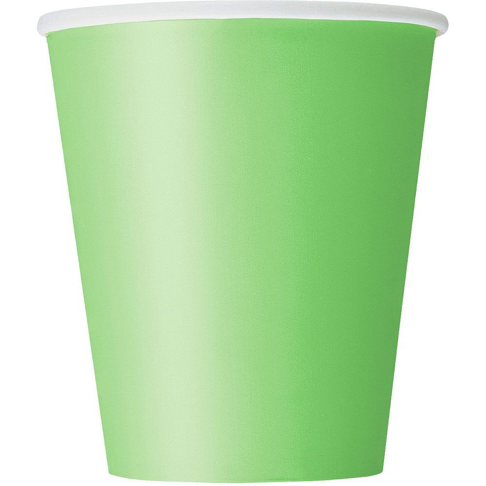 Lime Green Solid Paper Cups - 9 Oz (Pack Of 14) - Elegant & Eco-Friendly Party Drinkware - Perfect For Birthdays, Showers, & Spe