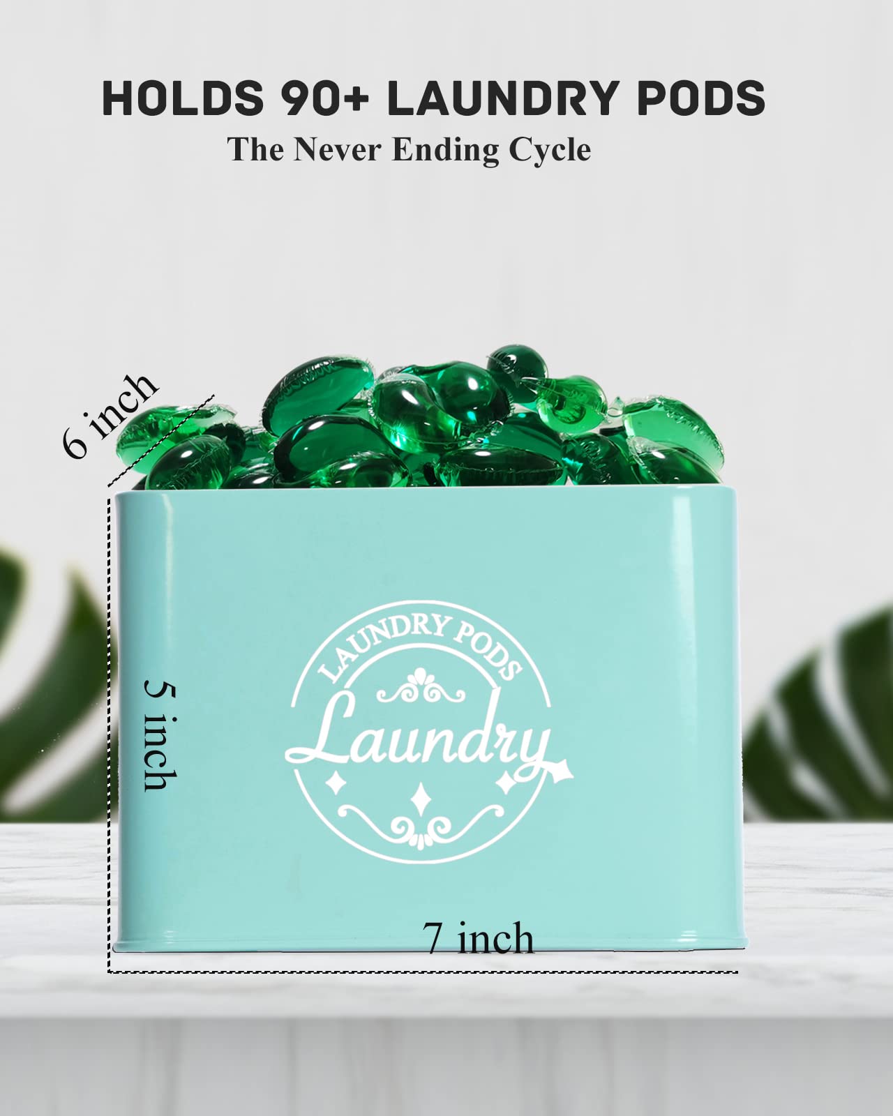 Laundry Pods Container With Hinged Lid. Farmhouse Metal Laundry Pods Holder Container For Laundry Room Decor. Modern Laundry Roo