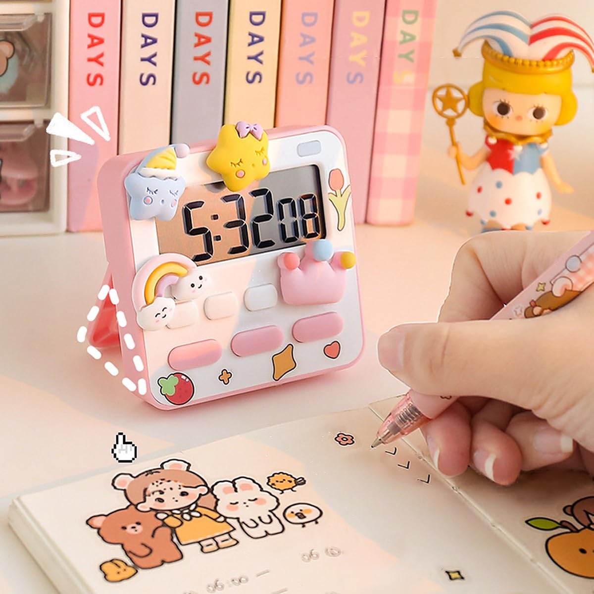 Wolpin Digital Kitchen Timer & Stopwatch With 3D Stickers Countdown Large Digits, Loud Alarm, Magnetic Stand For Cooking | Bakin