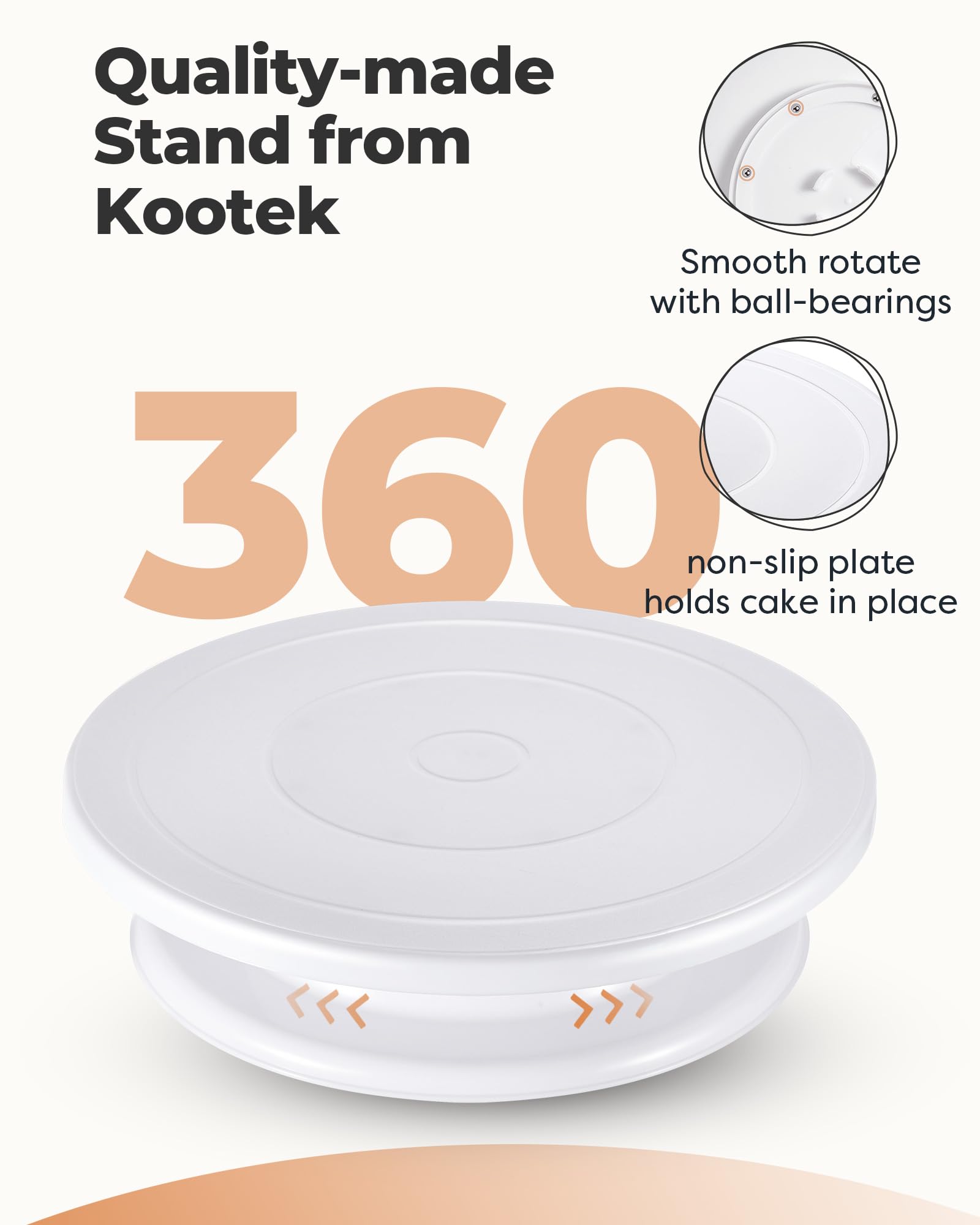 Kootek Cake Stand, 11 Inch Rotating Cake Turntable, Turns Smoothly Revolving Cake Spinner Stand Cake Decorating Kit Display Stan