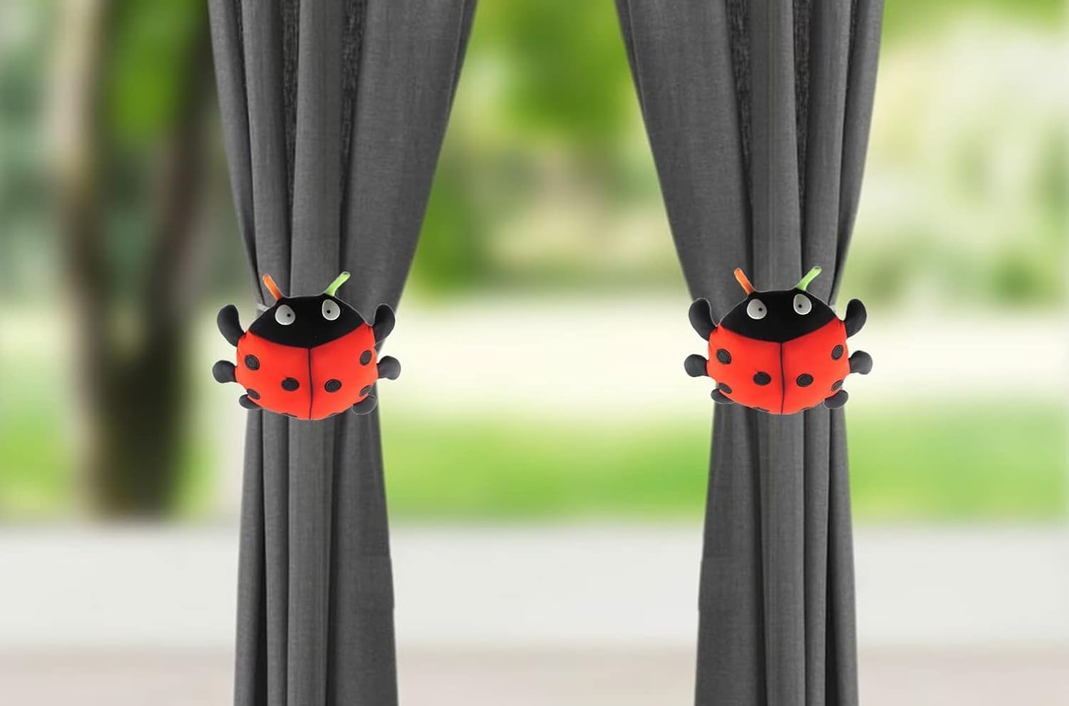 Tickles 2 Pcs Beetle Soft Plush Toy Curtain Tiebacks Holder Clip For Children Living Room Decoration Accessories Window Curtain 