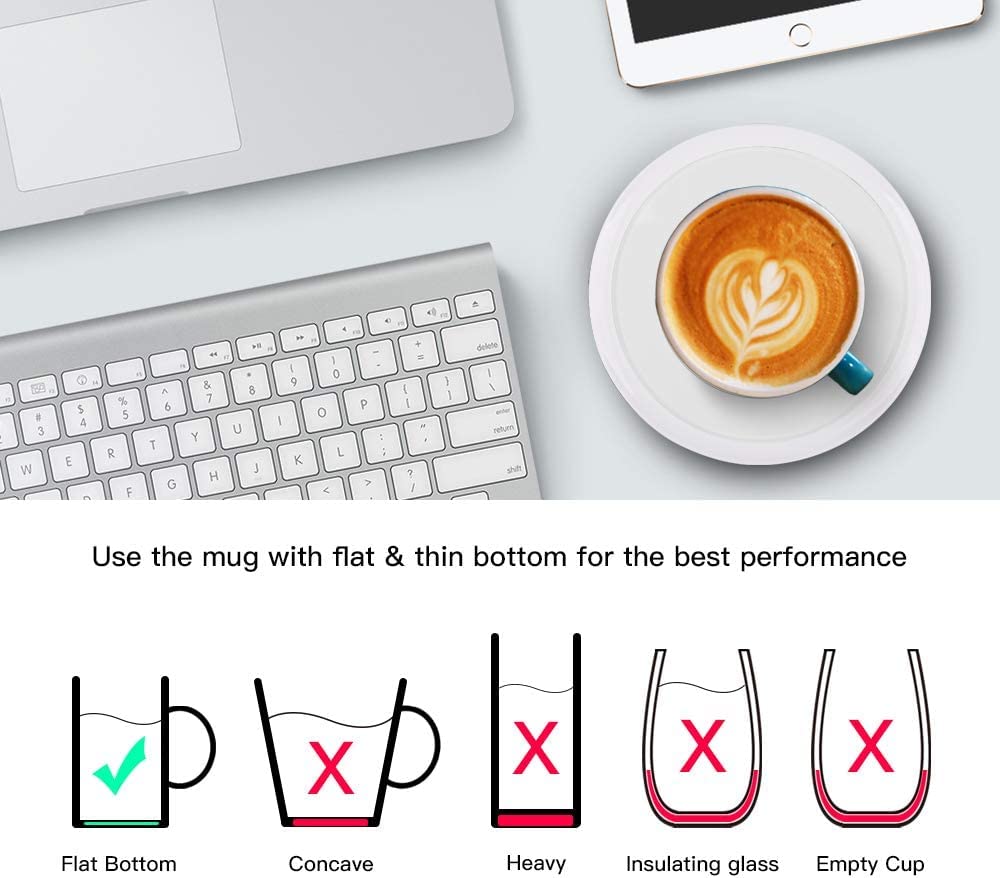 Bestinnkits White Smart Coffee Auto On/Off Gravity-Induction Mug Office Desk Use, Candle Wax Cup Warmer Heating Plate (Up To 131