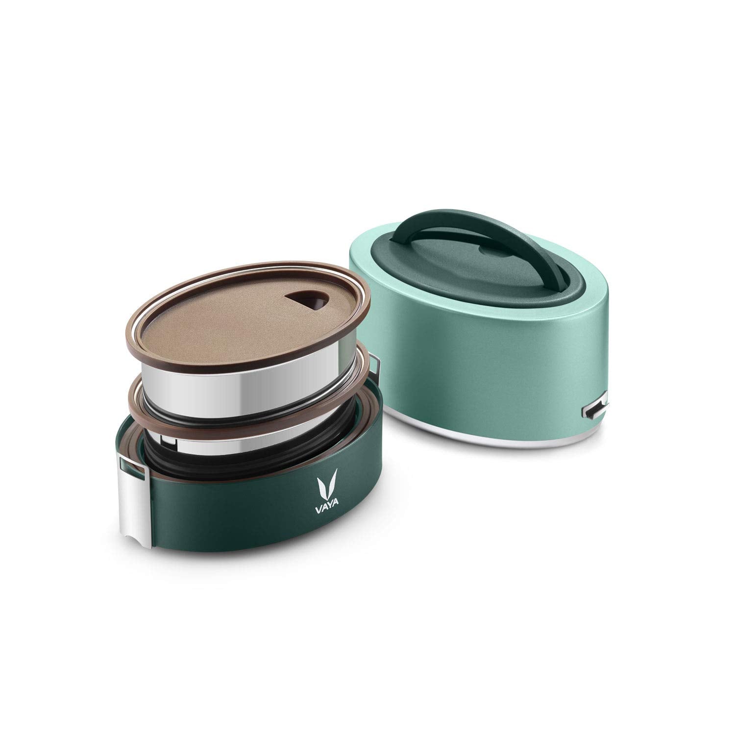 Vaya Tyffyn Lunch Box For Kids For School, Polished Stainless Steel Tiffin Box Without Bagmat, 600Ml Insulated Tiffin Box For Of